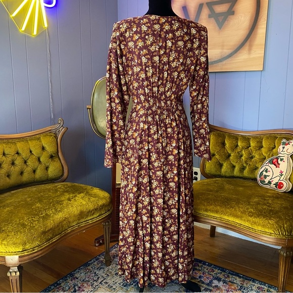 Vintage 90s Jamie Brooke Floral Boho Maxi Dress Size Medium - Picture 5 of 10